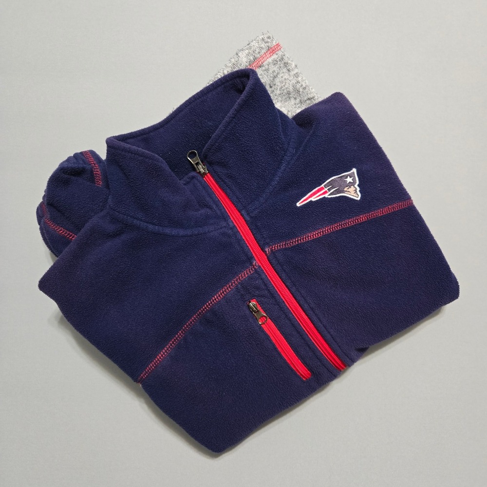NFL Team Apparel New England Patriots Fleece Jacket Women Med Blue Grey Full Zip